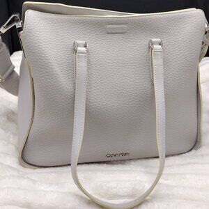 Calvin Klein Fay Convertible East/West Tote Bag in Dove Grey Vegan Leather